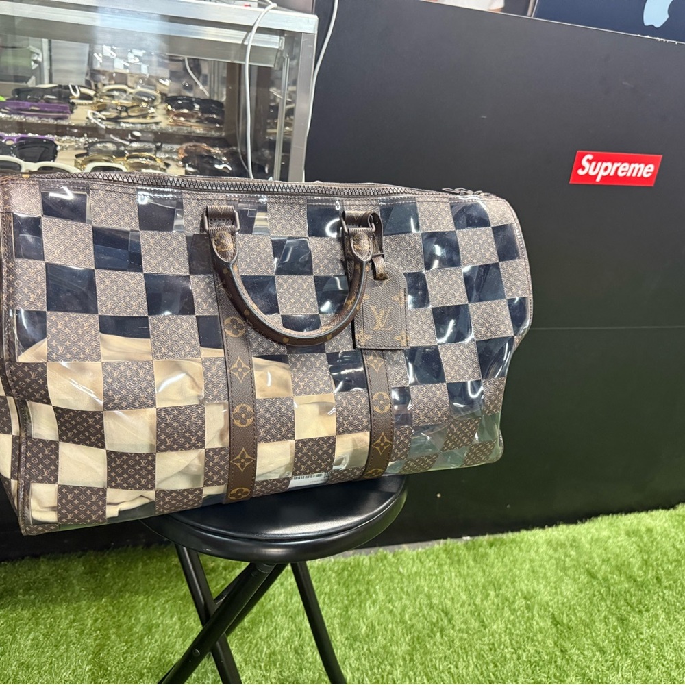 Louis Vuitton Checkered Black and Brown Duffel Bag